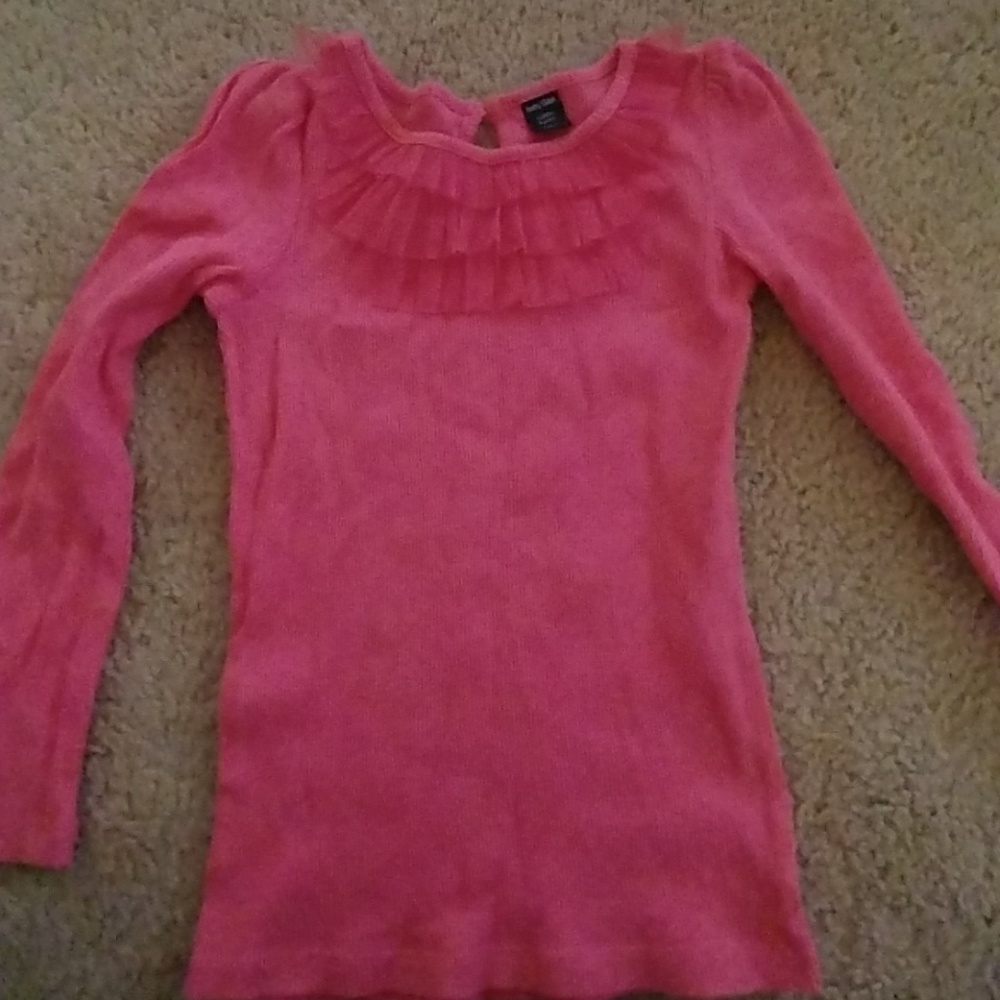 Pink ruffle ribbed longsleve